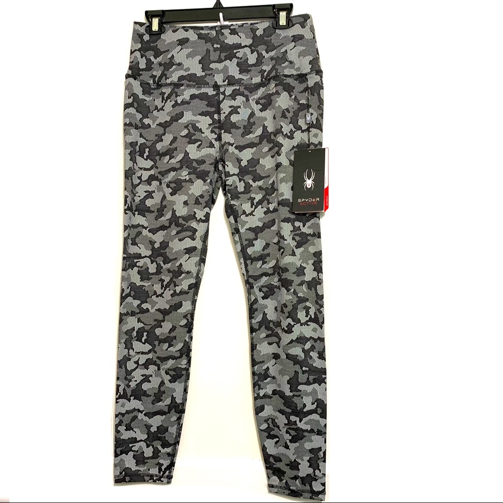 Spyder Active Grey Camo Fleece Lined Leggings NWT Sz Large
